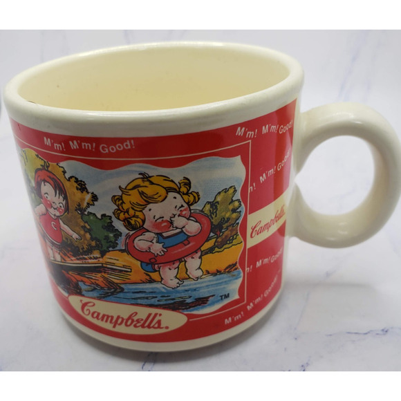 Campbell's Kids Soup Ceramic Coffee Mug Houston Harvest 1998 Spring Scenes - Picture 3 of 8